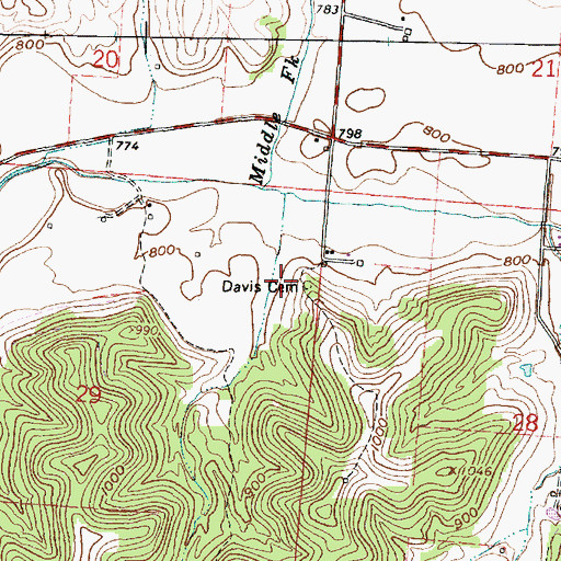 Topographic Map of Davis Cemetery, OH