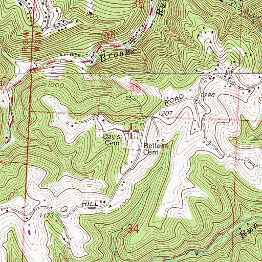 Topographic Map of Davis Cemetery, OH