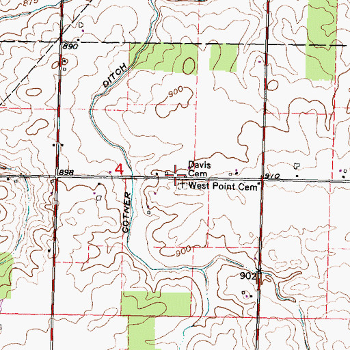 Topographic Map of Davis Cemetery, OH