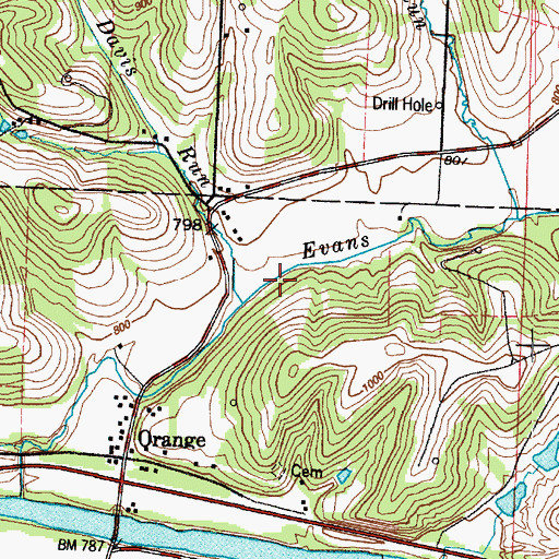 Topographic Map of Davis Run, OH