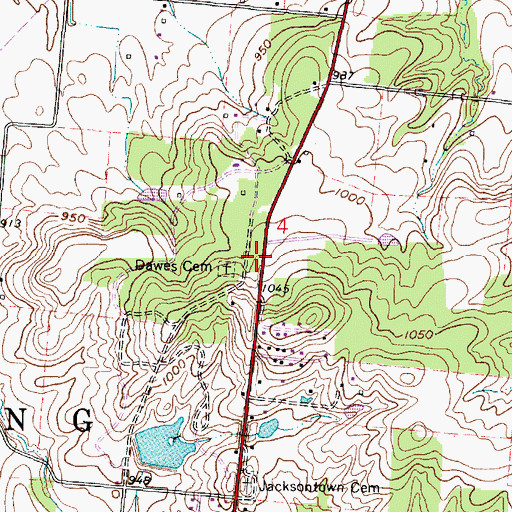 Topographic Map of Dawes Cemetery, OH