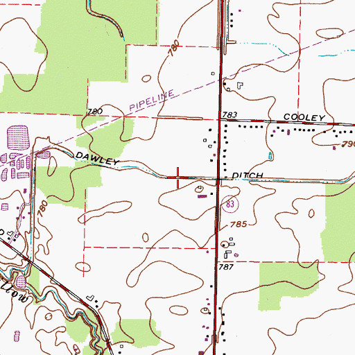 Topographic Map of Dawley Ditch, OH