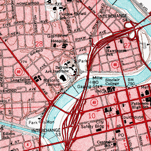 Topographic Map of Dayton Art Institute, OH