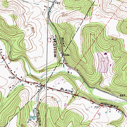 Topographic Map of DeBord Hollow, OH