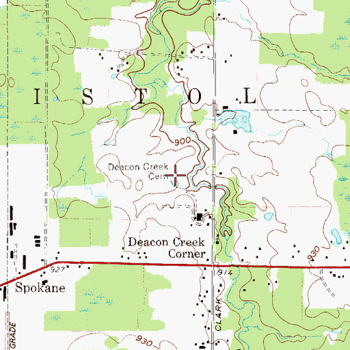 Topographic Map of Deacon Creek Cemetery, OH