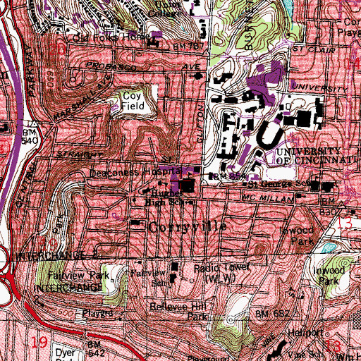 Topographic Map of Deaconess Health Campus, OH