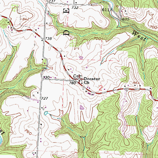 Topographic Map of Decatur Church, OH