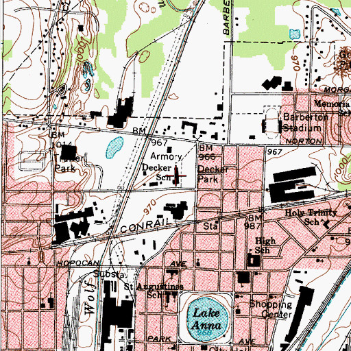 Topographic Map of Decker School, OH