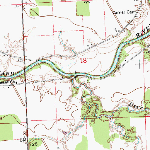 Topographic Map of Deer Creek, OH