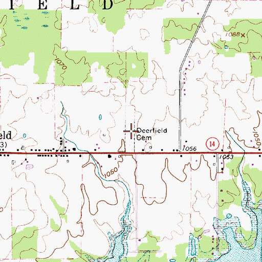 Topographic Map of Deerfield Cemetery, OH