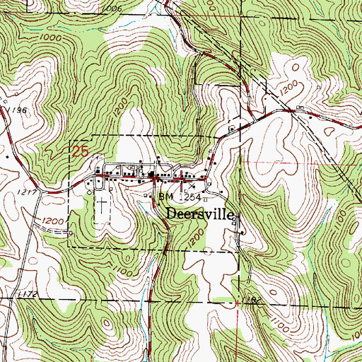 Topographic Map of Deersville, OH