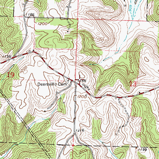 Topographic Map of Deersville Cemetery, OH