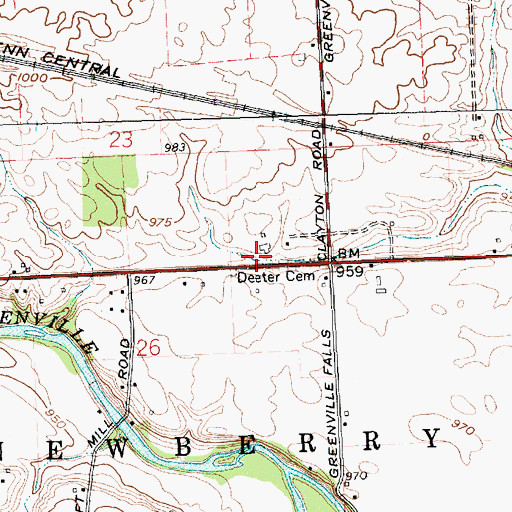 Topographic Map of Deeter Cemetery, OH