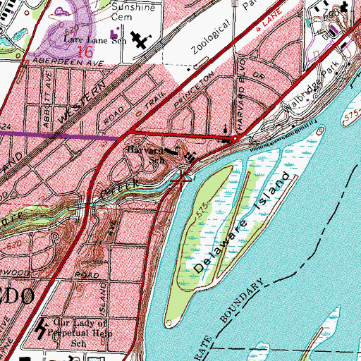 Topographic Map of Delaware Creek, OH