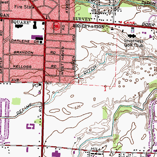 Topographic Map of Deline Ditch, OH