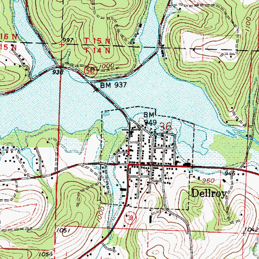 Topographic Map of Dellroy Creek, OH