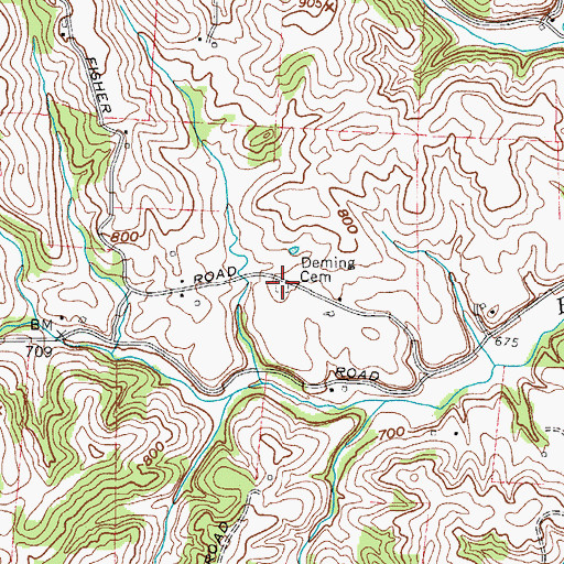 Topographic Map of Deming Cemetery, OH