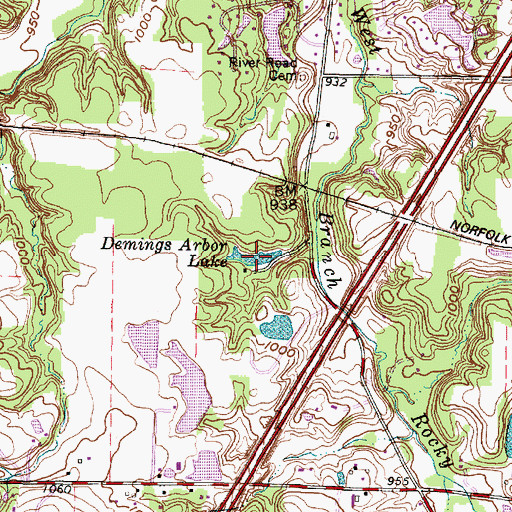 Topographic Map of Demings Arbor Lake, OH