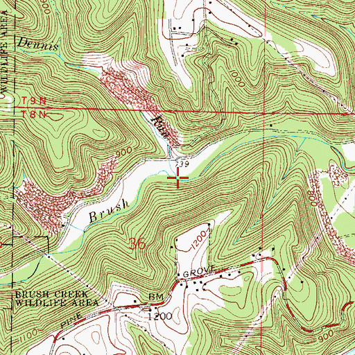 Topographic Map of Dennis Run, OH