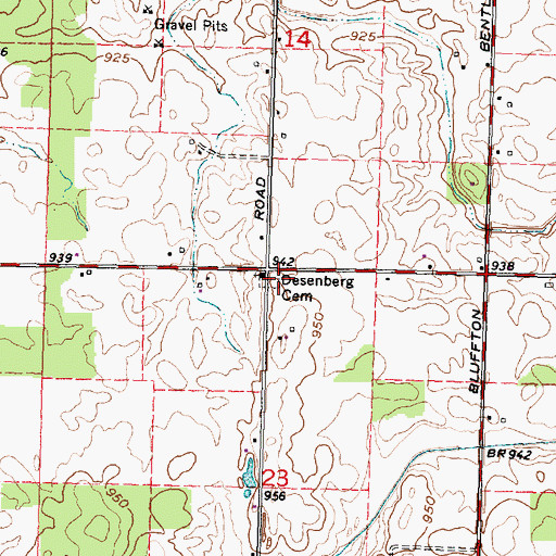 Topographic Map of Desenburg Cemetery, OH