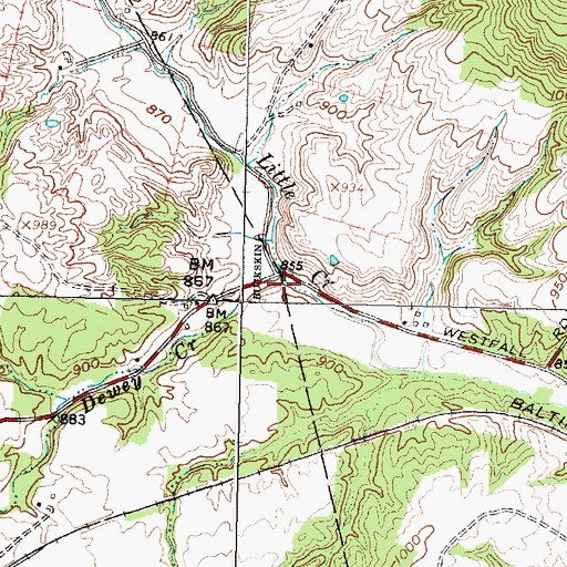 Topographic Map of Dewey Creek, OH