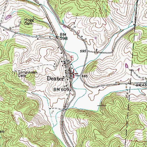 Topographic Map of Dexter, OH