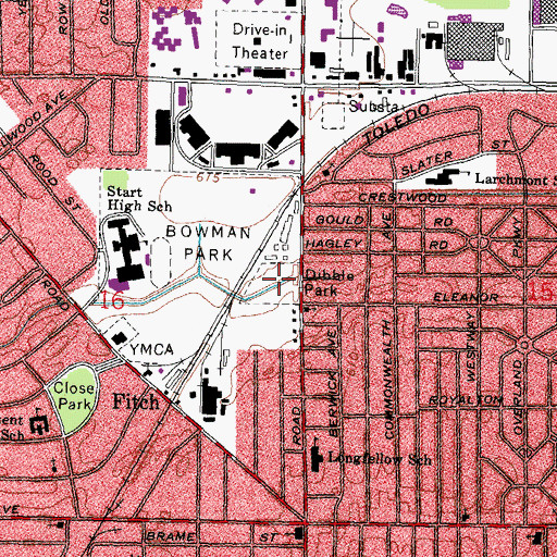 Topographic Map of Dibble Park, OH