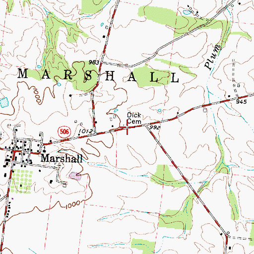 Topographic Map of Dick Cemetery, OH
