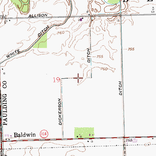 Topographic Map of Dickerson Ditch, OH