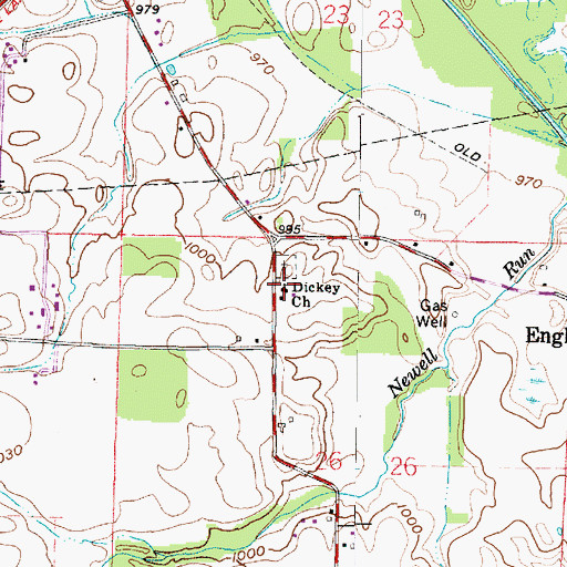 Topographic Map of Dickey Church, OH