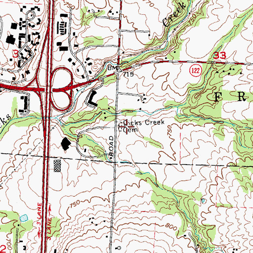 Topographic Map of Dicks Creek Cemetery, OH