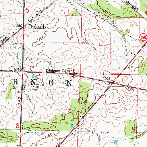 Topographic Map of Dickson Cemetery, OH
