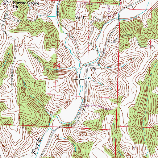 Topographic Map of Dinner Fork, OH