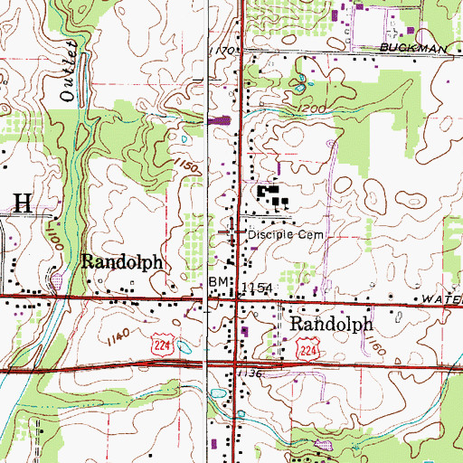 Topographic Map of Disciple Cemetery, OH