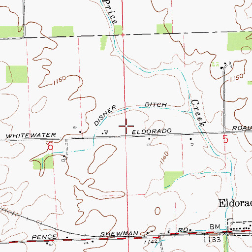 Topographic Map of Disher Ditch, OH