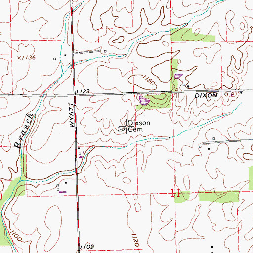 Topographic Map of Dixon Cemetery, OH