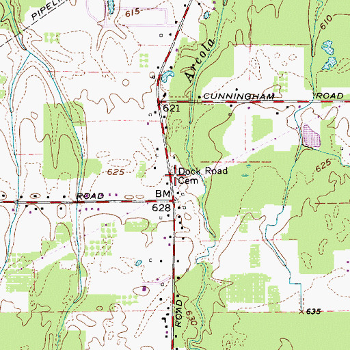 Topographic Map of Dock Road Cemetery, OH