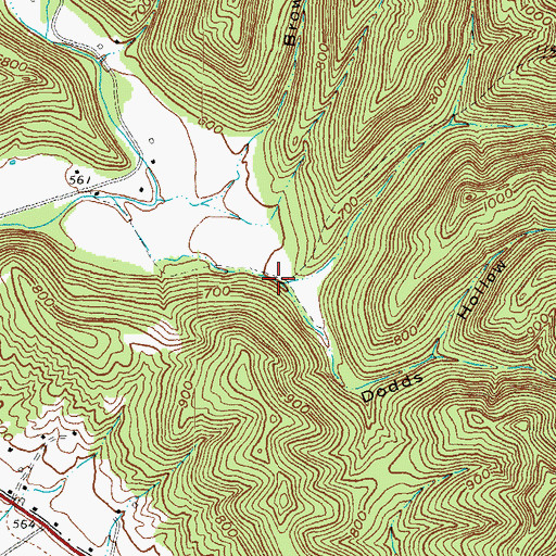 Topographic Map of Dodds Hollow, OH