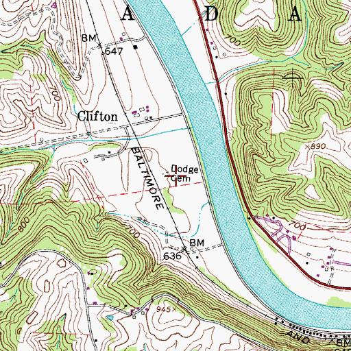 Topographic Map of Dodge Cemetery, OH