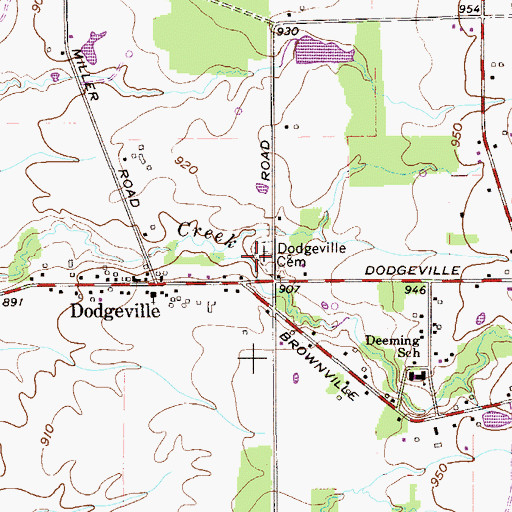 Topographic Map of Dodgeville Cemetery, OH