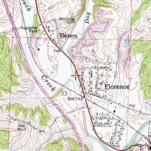 Topographic Map of Dog Run, OH