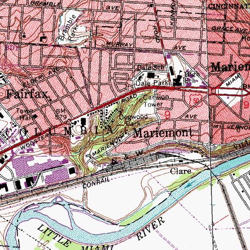 Topographic Map of Dogwood Park, OH