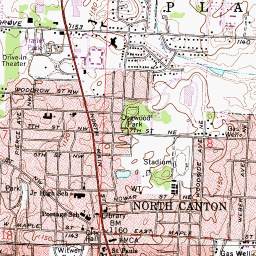 Topographic Map of Dogwood Park, OH
