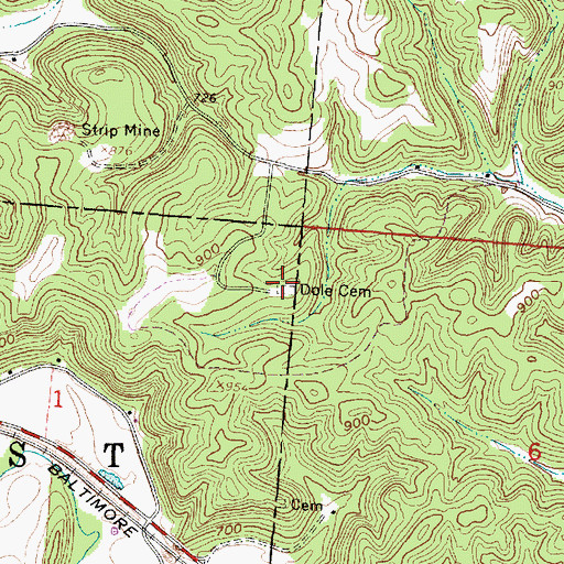 Topographic Map of Dole Cemetery, OH