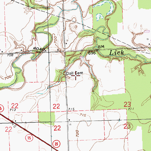 Topographic Map of Doll Cemetery, OH