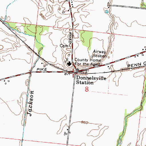 Topographic Map of Donnelsville Station, OH