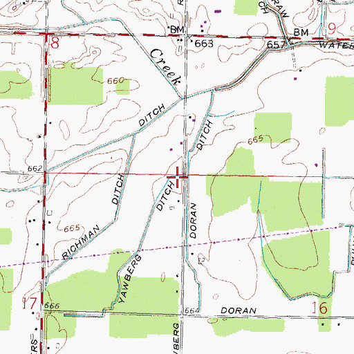 Topographic Map of Doran Ditch, OH