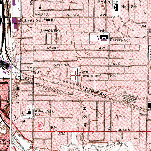 Topographic Map of Dove Playground, OH