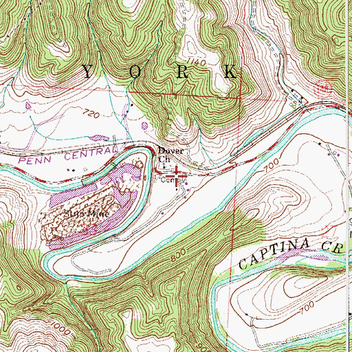 Topographic Map of Dover Church, OH