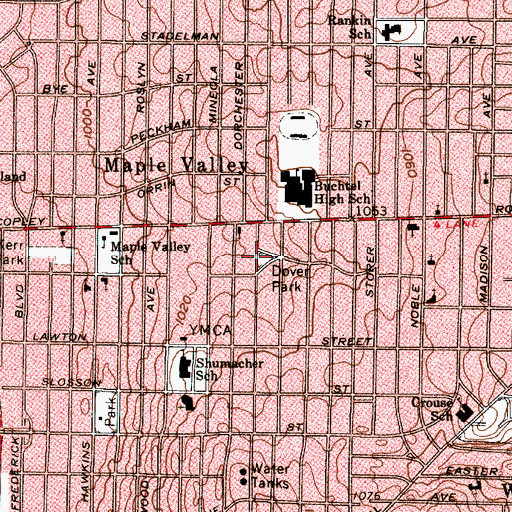 Topographic Map of Dover Park, OH
